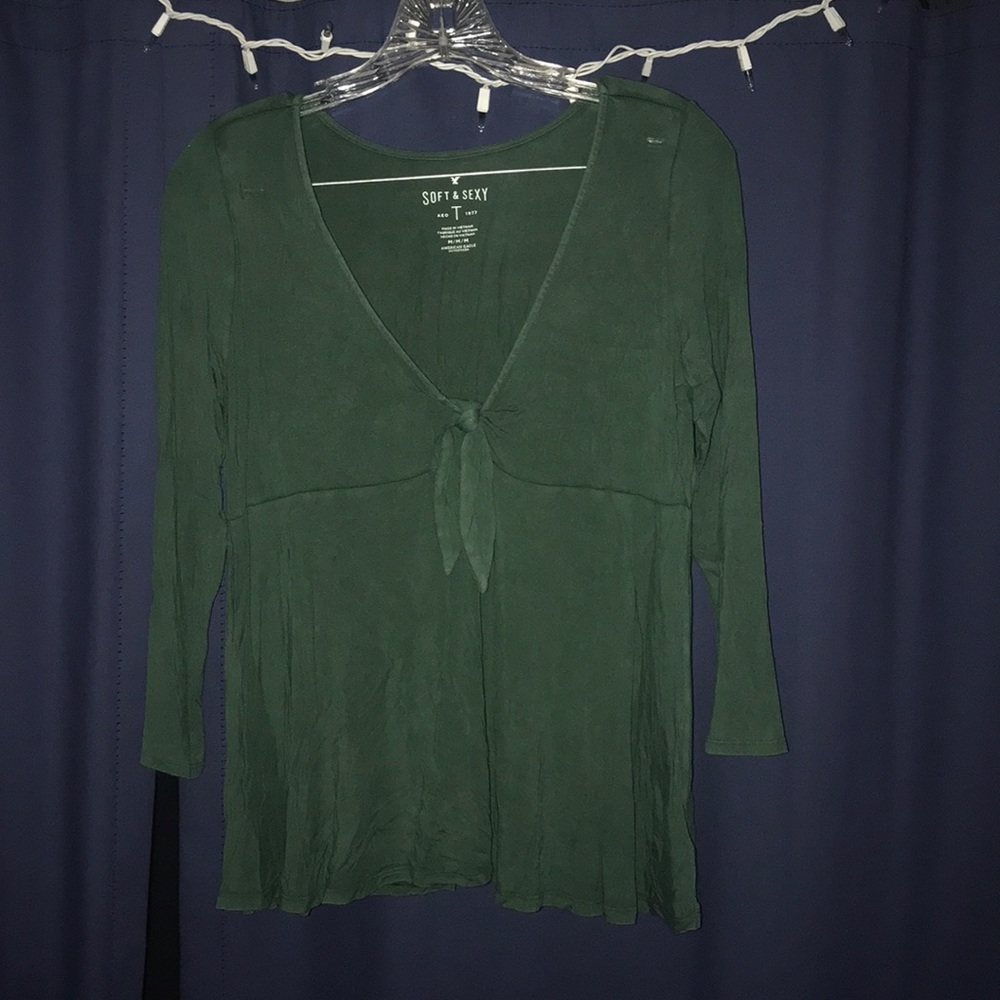 Soft and Sexy Green tie front shirt